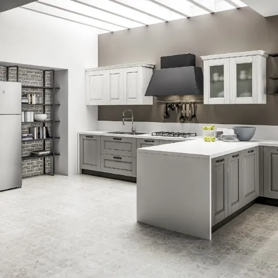 Cucina Classica angolare Nora in legno laccato Decapé Orione e Gesso di Arrex