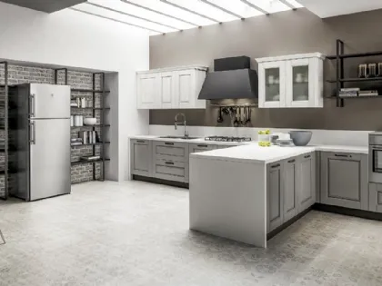 Cucina Classica angolare Nora in legno laccato Decapé Orione e Gesso di Arrex