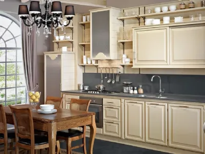 Cucina Classica Store in legno laccato Beige di Le Cucine dei Mastri