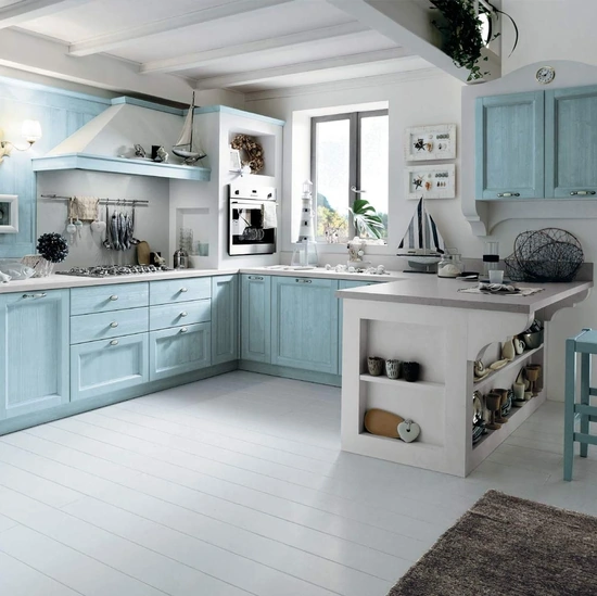 Cucina in Muratura con penisola Everyday Anice Talcato di Callesella
