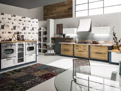 Cucina lineare in Muratura Curry in Rovere Naturale di Arrex