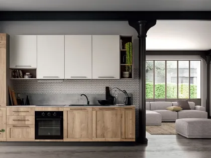 Cucina Moderna in linea effetto legno Easy 013 di Ar-due