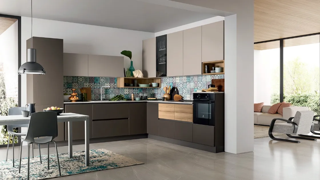 Cucina Moderna in laccato opaco ad angolo Easy 025 di Ar-due