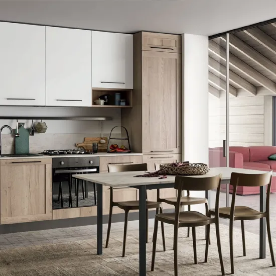Cucina Moderna effetto legno e laccato Easy 027 di Ar-due