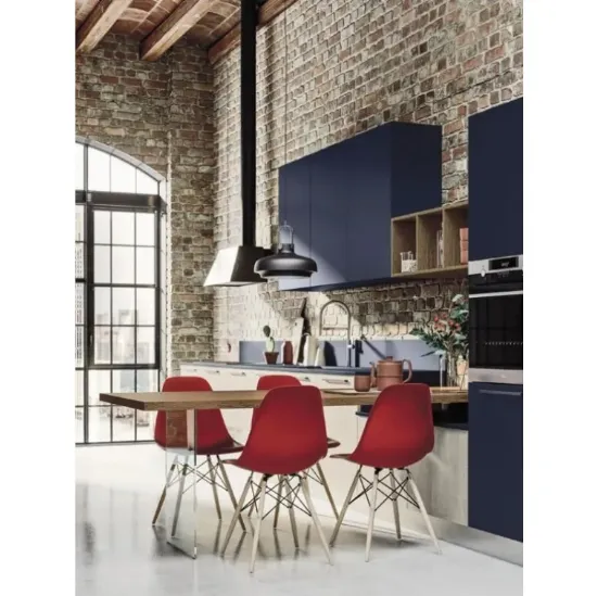 Cucina Moderna Loft Soft Blu e Wood Neve di Arrex