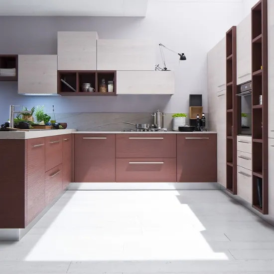Cucina Moderna angolare Zenzero in Rovere laccato Vinaccia di Arrex