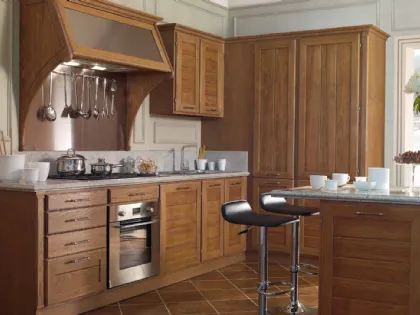 Cucina lineare Moderna Clohe in legno finitura Cognac con top in granito di Le Cucine dei Mastri