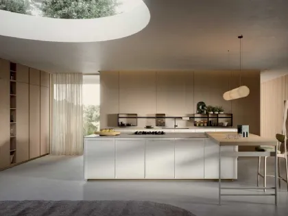 Cucina Moderna in laccato Bianco Coco Light con isola di Dibiesse