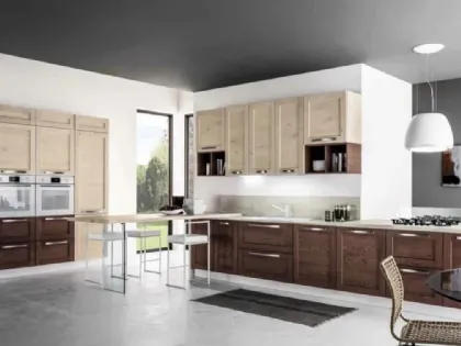 Cucina Moderna con penisola Curry 03 in Rovere Vinaccia e Talco di Arrex