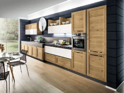 Cucina Moderna Curry Rovere e Bianco Lucido di Arrex