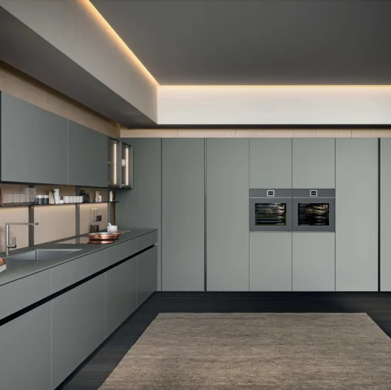 Cucina Moderna ad angolo GI30 02 in laccato Grigio opaco di Dibiesse