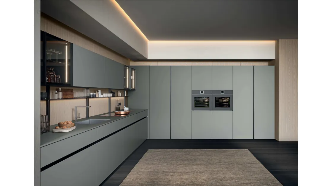 Cucina Moderna ad angolo GI30 02 in laccato Grigio opaco di Dibiesse