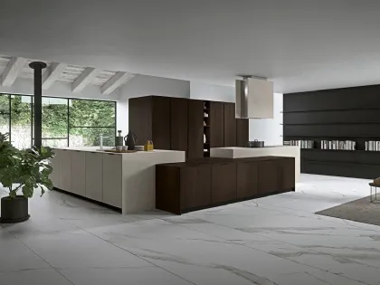 Cucina Moderna con isola Vestimi 04 in rovere termotrattato  e finitura calce di Dibiesse