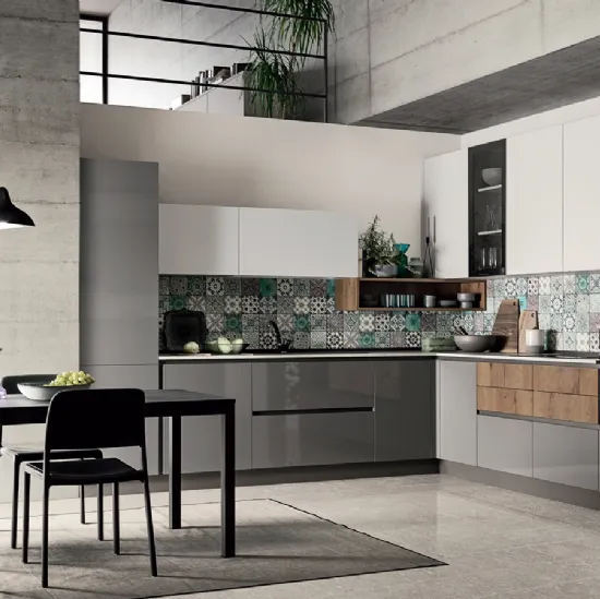 Cucina Moderna ad angolo in laccato lucido Easy 011 di Ar-due