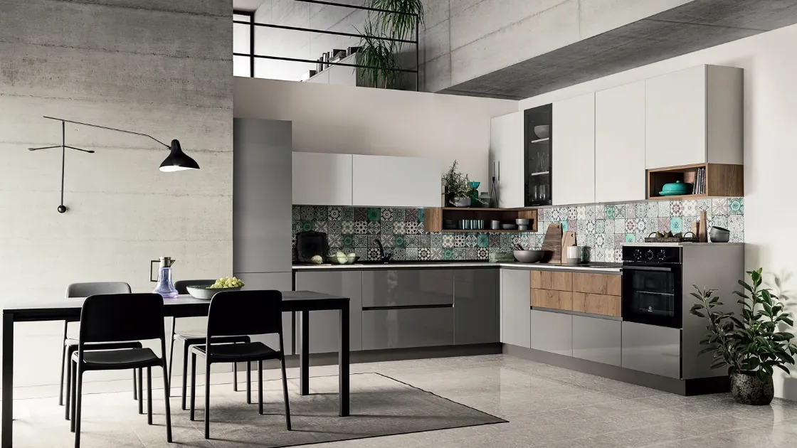 Cucina Moderna ad angolo in laccato lucido Easy 011 di Ar-due