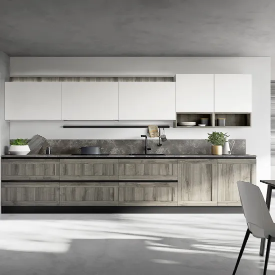 Cucina Moderna ad angolo Easy 013 in pet quercia e bianco di Ar-due