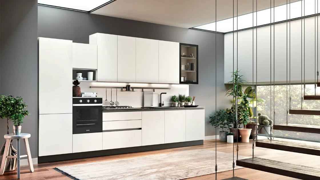 Cucina Moderna in laccato opaco lineare Easy 016 di Ar-due