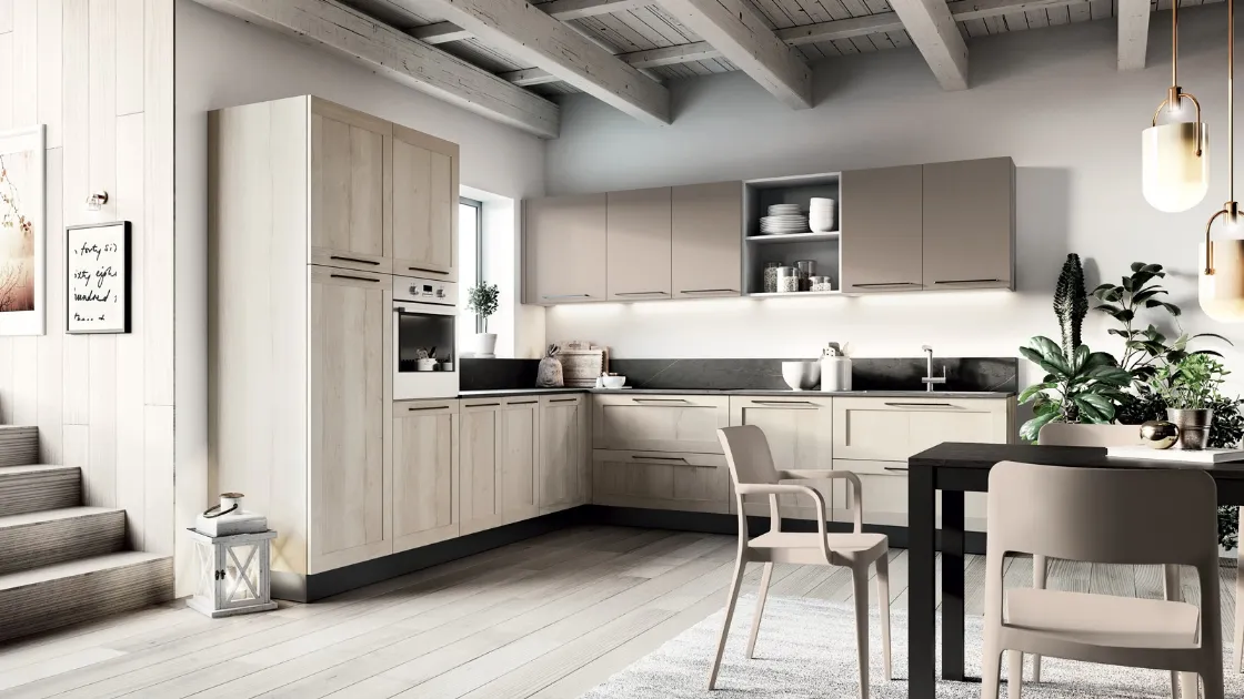 Cucina Moderna ad angolo effetto Rovere Easy 020 di Ar-due
