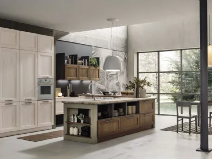 Cucina Moderna con isola Eva in legno Tinta Vintage di Arrex