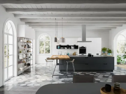 Cucina Moderna in laminato Fenix Grigio Bromo con penisola di Arrex