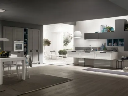 Cucina Moderna lineare Kali in Frassino Decapè Ghiaccio e laccato Antracite di Arrex