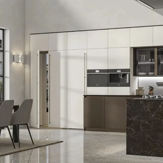 Cucina Moderna con penisola Loft 2|2 06 in laccato Metal di Arrex