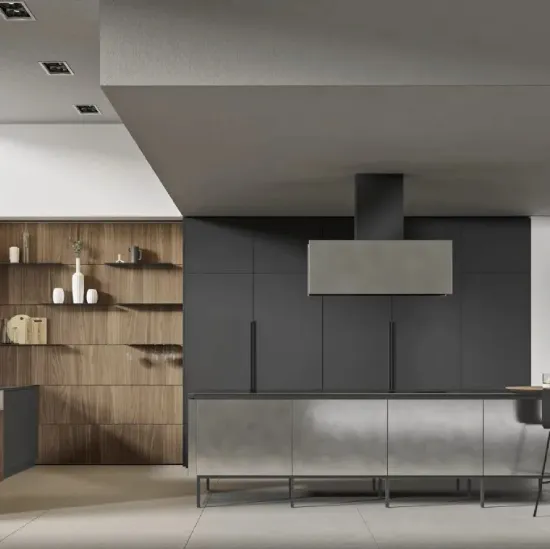 Cucina Moderna con isola Loft 2|2 07 in laccato e Noce di Arrex