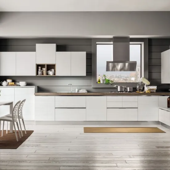 Cucina Moderna angolare Mango in Frassinato Artico e Platino di Arrex