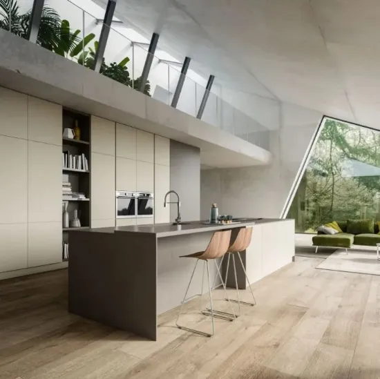Cucina Moderna con isola Opale composizione 01 in ecoresina di Arrex