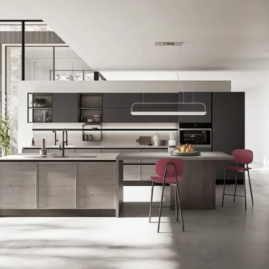 Cucina Moderna con isola Q01 007 in rovere e laccato di Ar-due