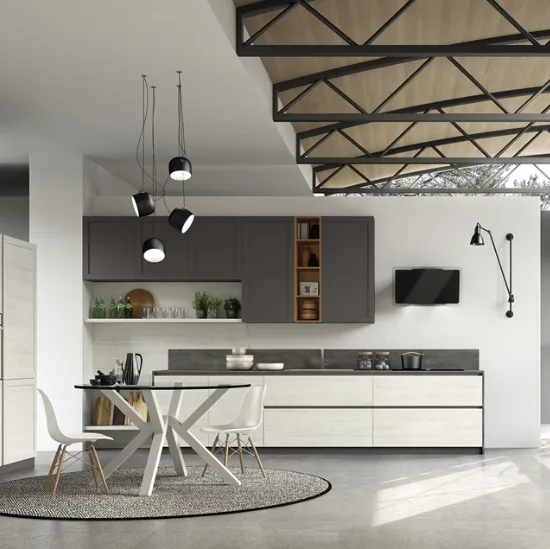Cucina Moderna lineare Twin Okobo Iceberg e Wall Piombo di Arrex