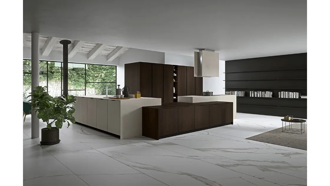 Cucina Moderna angolare Vestimi 04 in rovere termotrattato  e finitura calce di Dibiesse