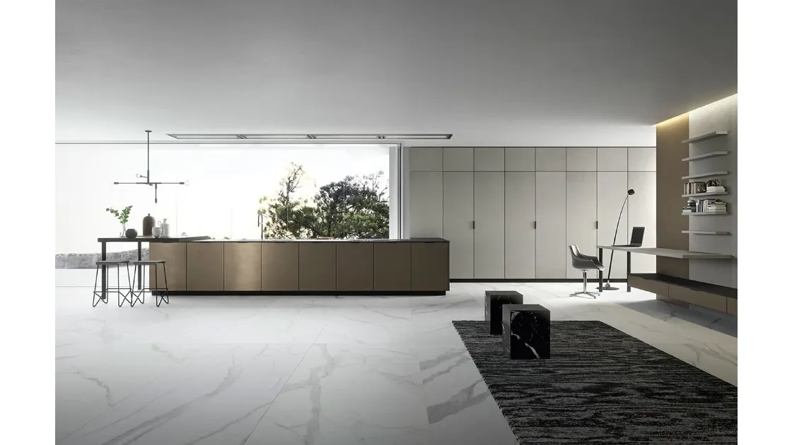 Cucina Moderna in laccato metallizzato Vestimi con penisola di Dibiesse