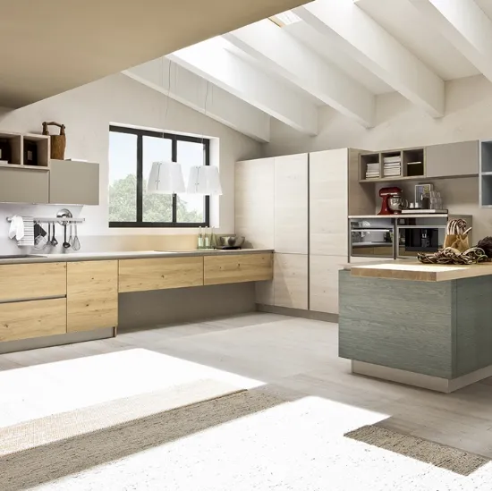 Cucina Moderna Zenzero Rovere Canapa e Petrolio di Arrex